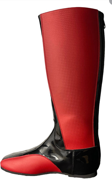 Riding boots with red on sale zipper