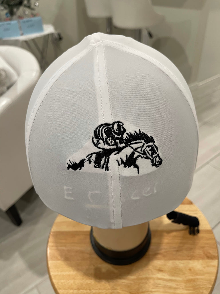 Racer horse logo on back Helmet Cover